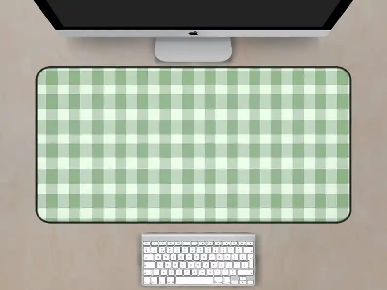 Green Checkered Table Mat, Non-slip and Waterproof Mouse Pad, Office and Gaming Desk Decoration Mat, A Perfect Gift for Friends.