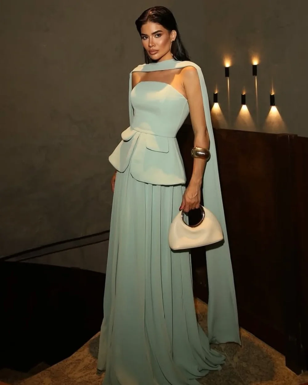 

Customized Retro Sexy Jersey Pleat Ruched A-line Strapless Long Dresses Bespoke Occasion Dresses Exquisite Elegant High Quality