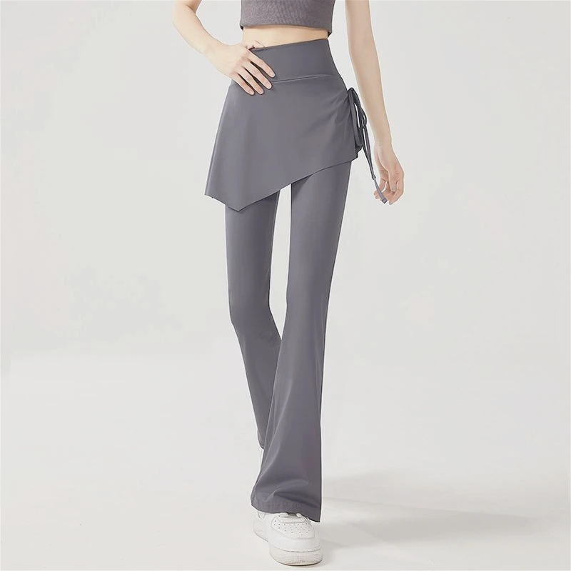 Invisible Crotch Pants Micro-flared Pants Fake Two-piece Women's Casual Yoga Bottoms Horseshoe Shark Pants Sexy, Fashionable