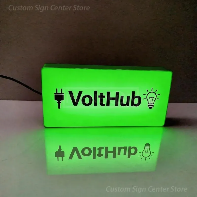 Custom Advertising LED Light Sign VoltHub Neon Wall Signs Illuminated Logo Acrylic Box Business Teams Display Signboard