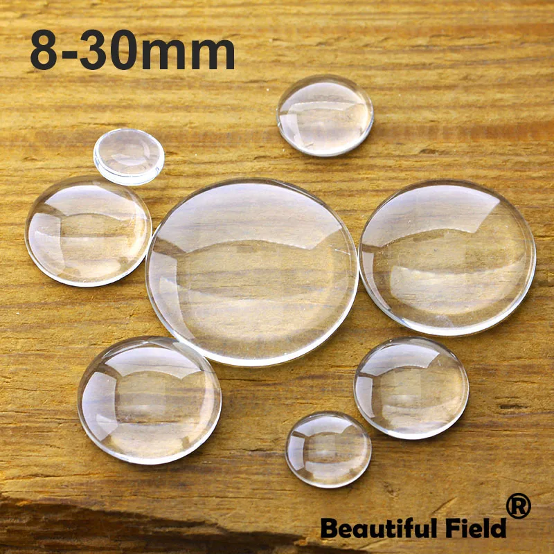 Cabujones de cristal transparente de 8mm, 10mm, 12mm, 25mm, 14mm, 16mm, 18mm, 20mm y 25mm, juego redondo en blanco, piedras de configuración hechas a mano, cúpula transparente