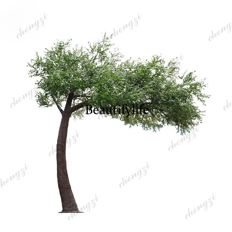 X173 FRP outdoor simulation olive tree indoor landscaping simulation olive tree floor green plants