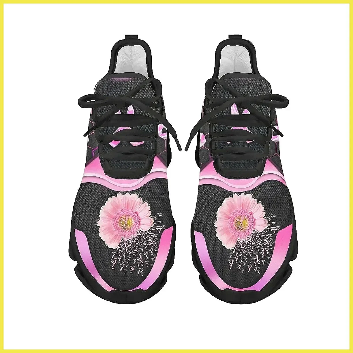 Breast Cancer Awareness Pink Ribbon Sneakers 2023, Lightweight Non-Slip Women Tennis Shoes