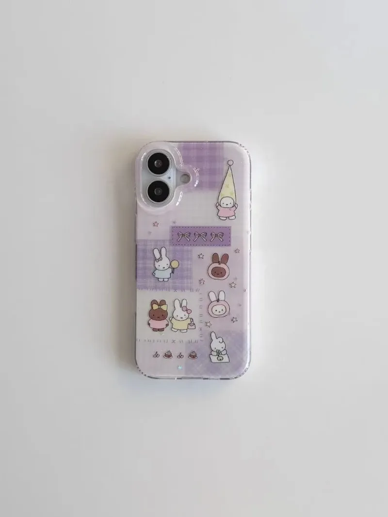 Kawaii Miffy Jelly Phone Case for IPhone 17 16 14 13 12 11 Pro Purple Character Design Protective Back Cover Mobile Phone Shell view 2