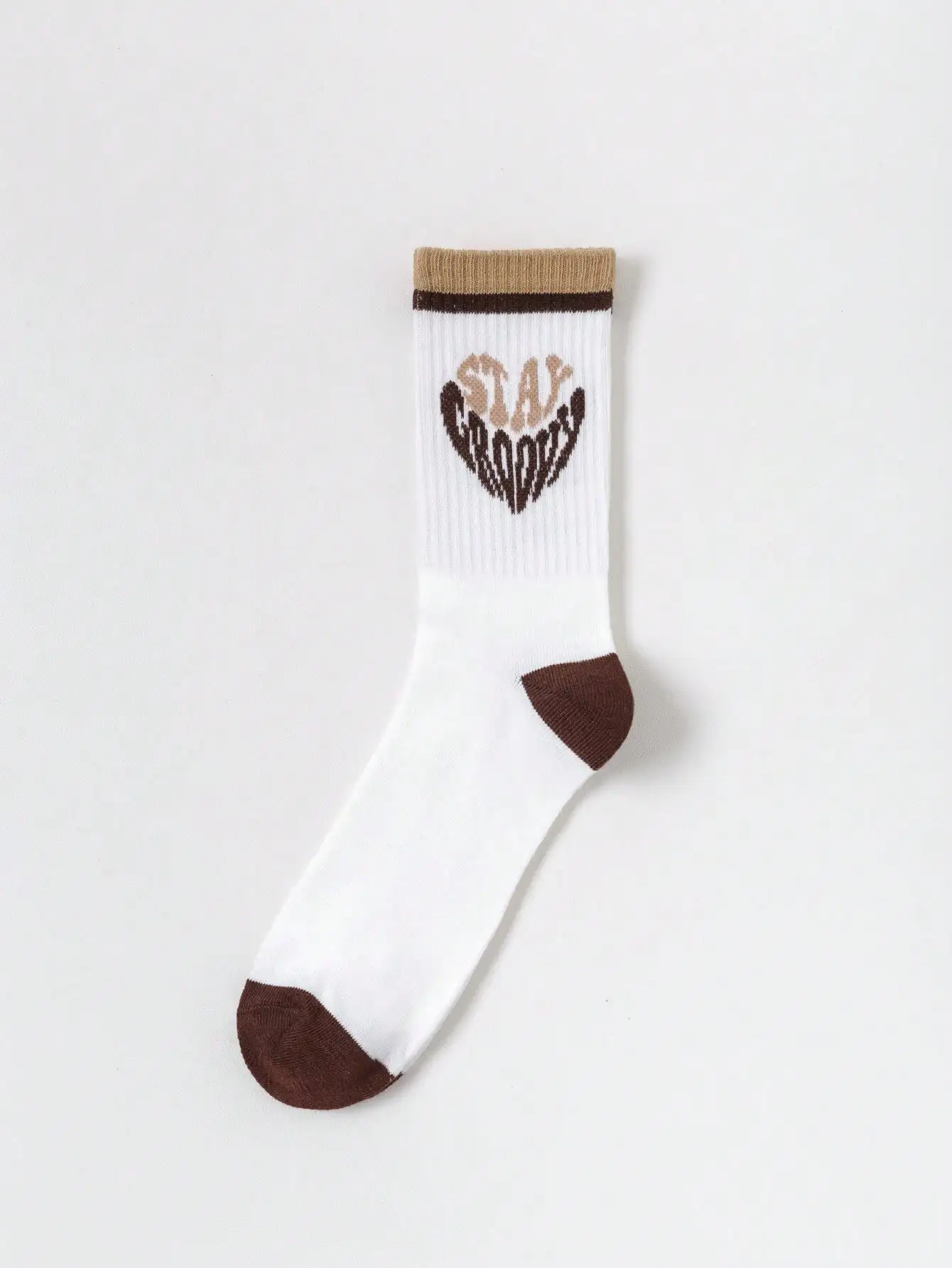 5 Pairs/sets Of Men's Spring and Summer Coffee Color Letter Graffiti Pattern Mid-tube Socks Combination Suitable for Daily Use,