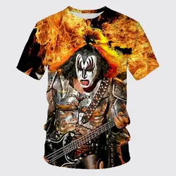 Rock Band kiss 3D Print T-shirts Summer Men Woman Short Sleeve Tees Streetwear Harajuku Oversized T Shirt Man Kids Tops Clothing