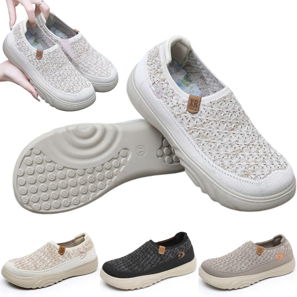 

Women Anti Slip Thick Sole Walking Shoes Breathable Casual Travel Shoes Round Toe Lightweight Walking Loafers for Outdoor Travel
