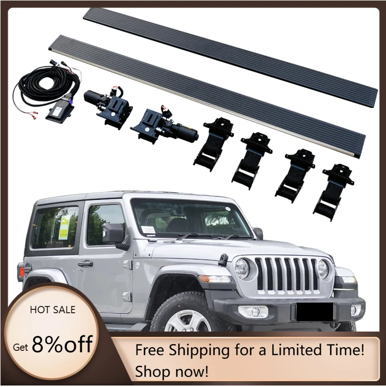 

Electric Running Boards Retractable Aluminum Alloy Automatic Power Side Step for Wrangler JL 2 Door Sahara Rubicon 2018-2024 wit