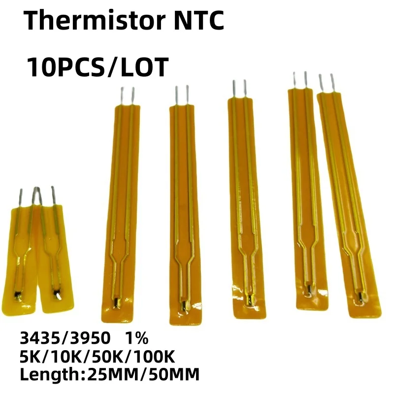 10PCS/LOT MF55 thin film ultra-thin Termistor NTC 5K/10K/50K/100K 3435/3950 1% temperature sensor