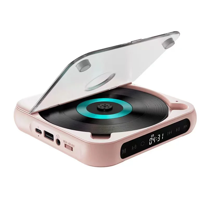 

Portable CD Player Bluetooth Speaker,LED Screen, Stereo Player, Wall Mountable CD Music Player with FM Radio-Pink