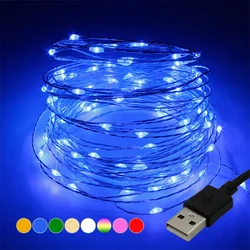 White LED String Lights 20M USB String Lights Waterproof Copper Wire Garland Fairy Light For Christmas Decoration Party