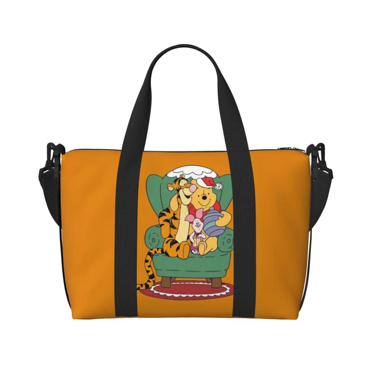 

Custom My Friends Cartoon T-Tigger Pooh Tote Bag Women Large Capacity Gym Beach Shoulder Travel Bag