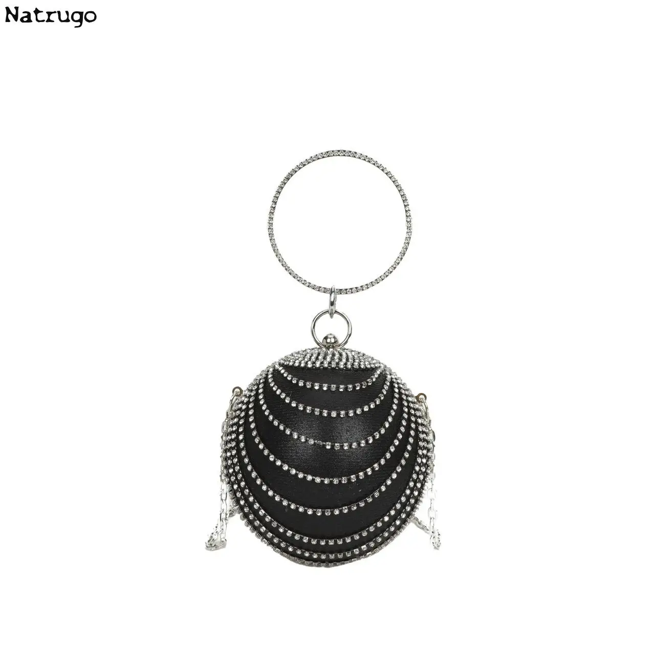 Fashion Diamond-encrusted Evening Bag Small Round Bag For Women Ball Shape Wedding Bag