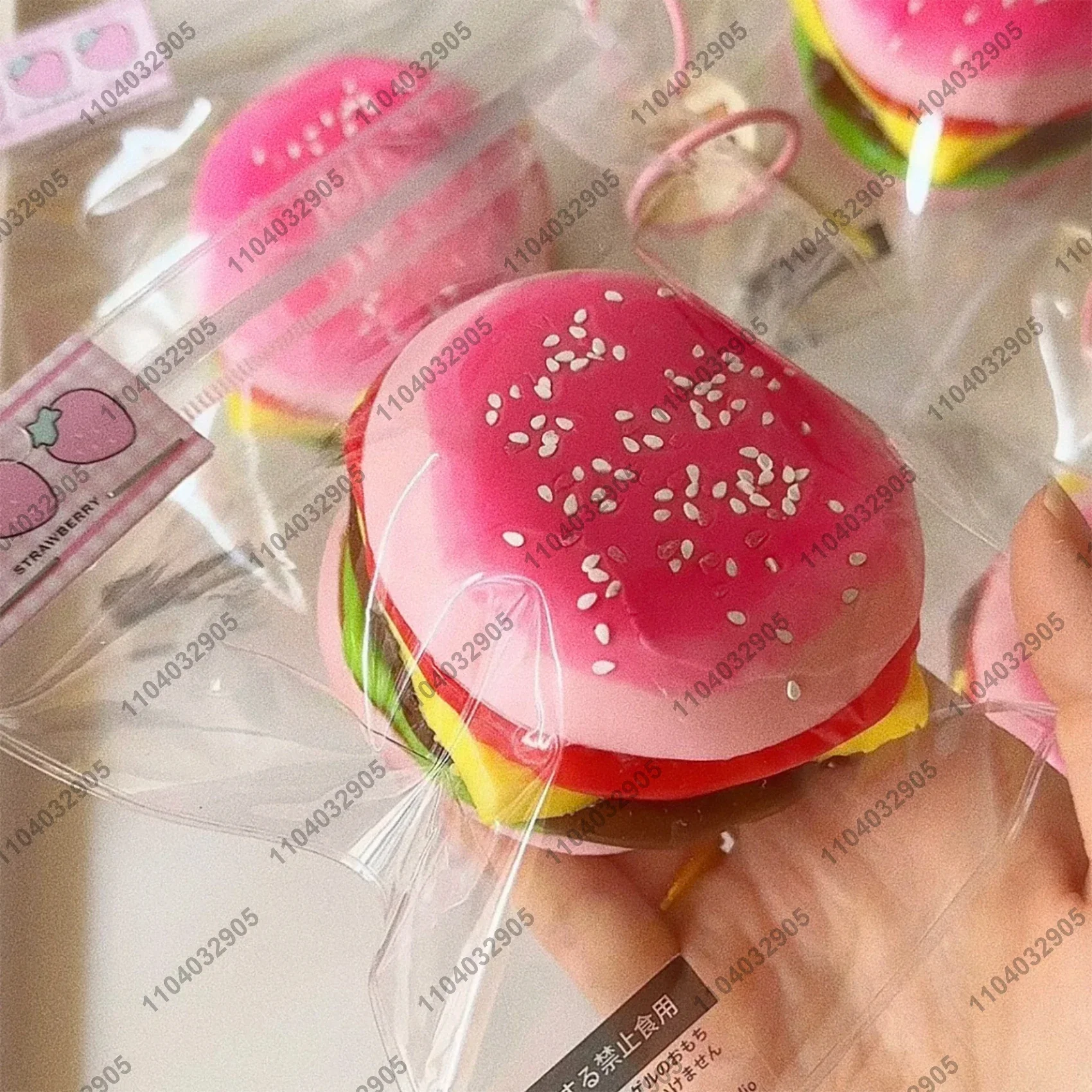 Hamburger di formaggio rosa Taba Squishy Silicone rosa Hamburger spremere giocattolo Mochi giocattolo mano Relax giocattolo regalo rilascio di Stress