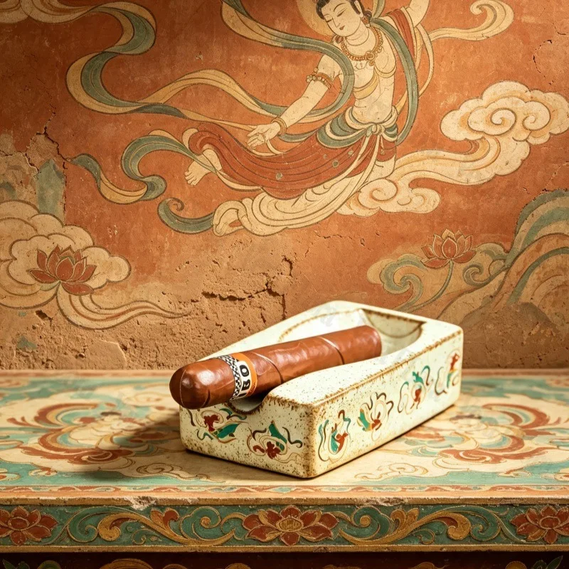 The Ceramic Cigar Ashtray of Dongfang Dunhuang Feitian Single Cigar Slot Desktop Home Decoration Suitable for Home Office Use