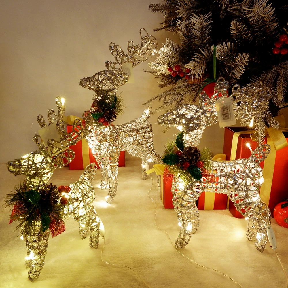 Bright Large Outdoor Christmas Reindeer Hristmas Decoration Maison 2024 Elk LED Home Decor Light with Decor Pine Room Decoration