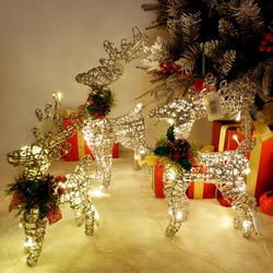 Bright Large Outdoor Christmas Reindeer Hristmas Decoration Maison 2024 Elk LED Home Decor Light with Decor Pine Room Decoration