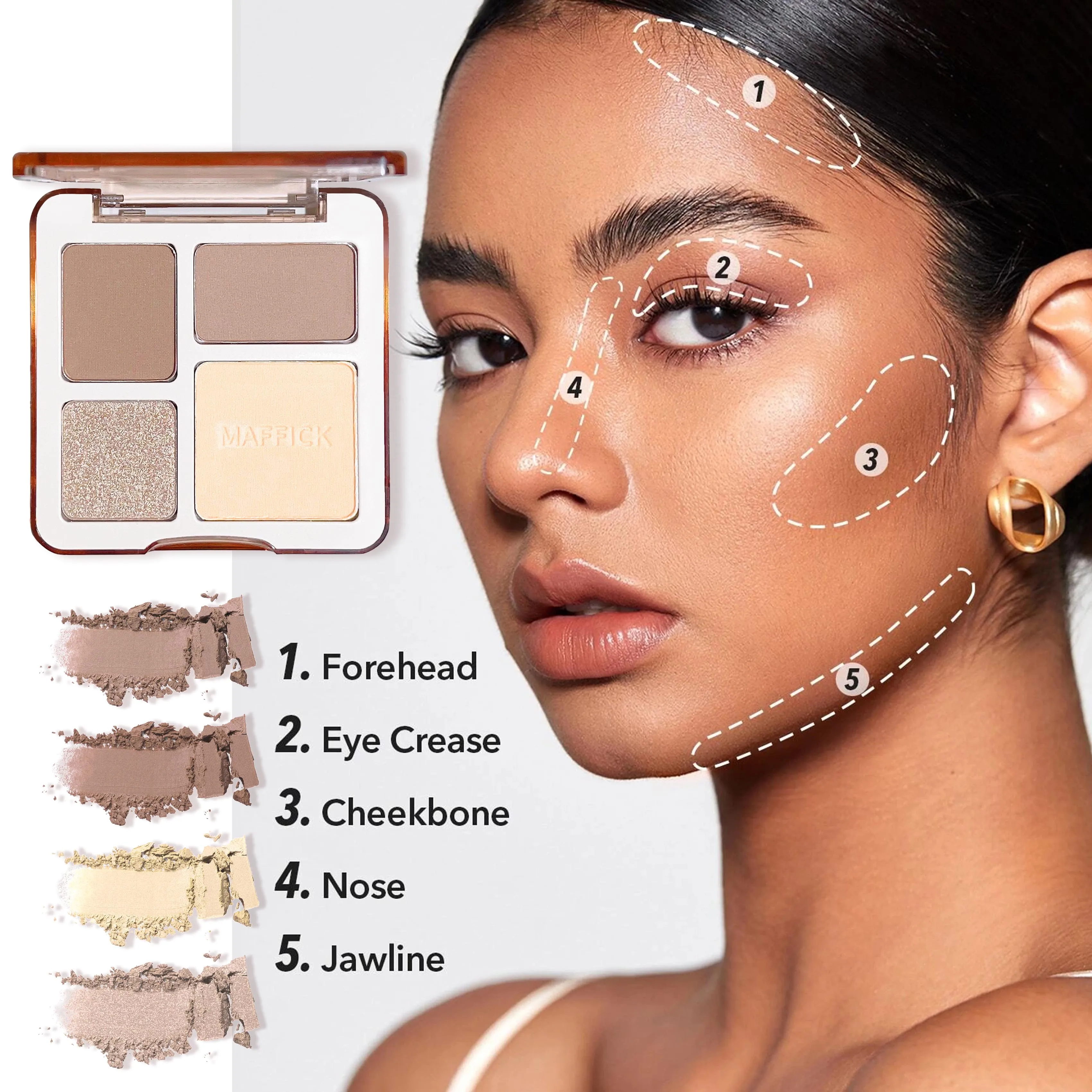 Four-color highlight three-dimensional contouring palette face brightening highlight shadow comprehensive palette