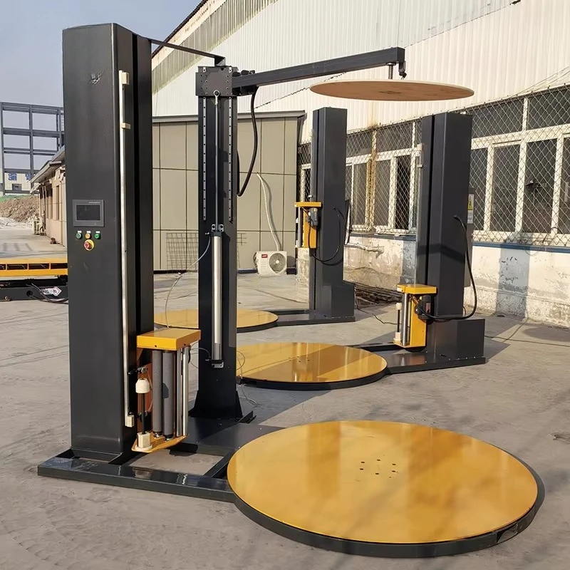 Automatic Pre-stretch Film Wrapper Packaging Machine with PLC Control for Food Pallet Wrapping Warehousing Logistics Equipment