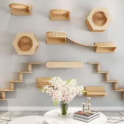 Wall-mounted Cat Climbing Frame Jumping Platform Solid Wood Scratchers Air Corridor Multi-style Hang Wall Furniture Cat Supplies