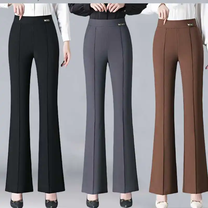 

Bla Tailored Trousers Women's Micro Flared Pants Casual Drapey Elastic Waist High Waist Long Pants Polyester Fiber