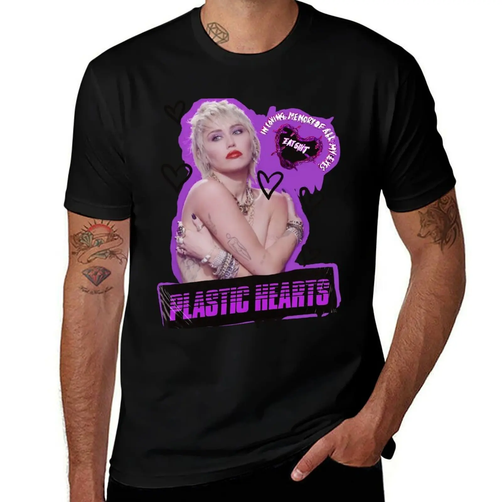 Plastic Hearts Miley Pink Midnight Sky T-Shirt Quick Dry Sports Short Sleeve Tee T-Shirt