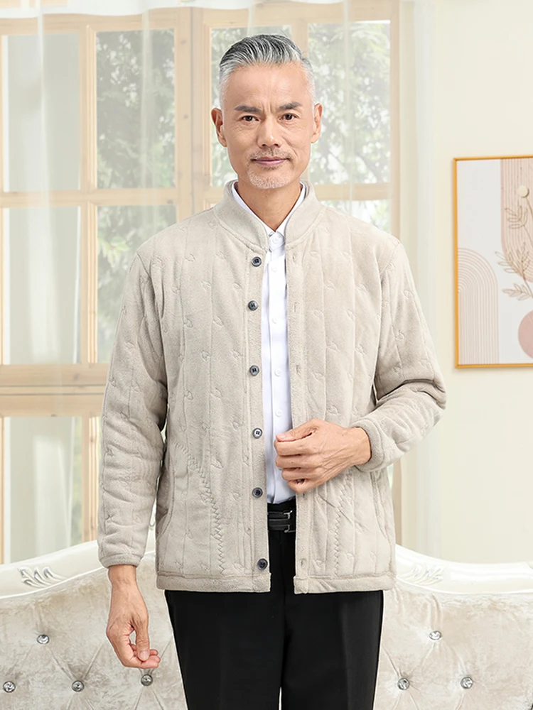 

Thiened Fce Winter Sweater Cardigan for Middle-Aged And ly Men andpa Sle Long Sve Casual Wear Resistant
