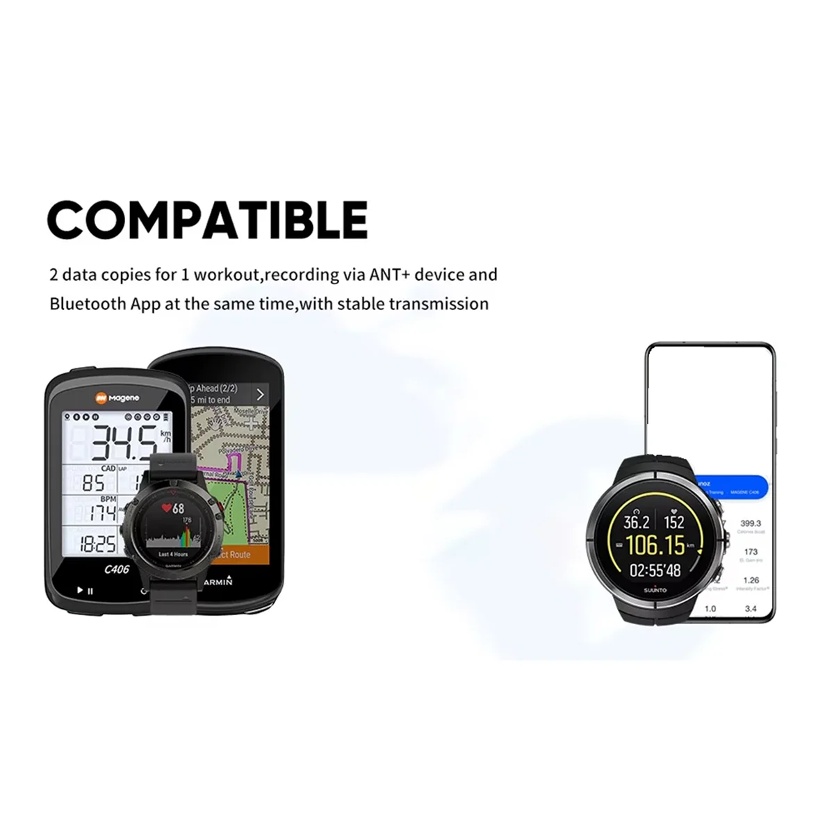 

ABYB H303 Heart Rate Monitor Chest Strap Bluetooth & ANT+ Dual Mode Precision Sensor for Cycling Running Fitness
