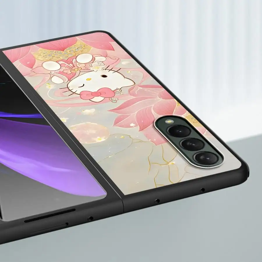 Funda trasera de teléfono para Samsung Galaxy ZFold6 ZFold7 ZFold3 ZFold4 ZFold5 Z Fold 7 6 5 4 3 Sanrio Vintage Hello Kitty