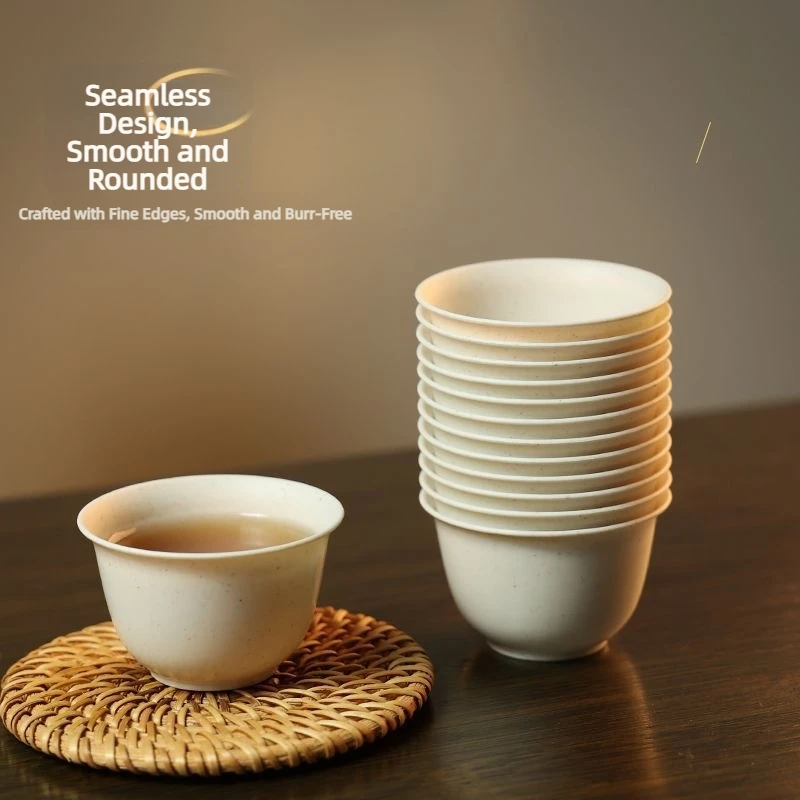 Disposable Kung Fu TeaCup, Rice Husk Fiber Thickened Paper Cup, High Temperature Resistant, Degradable TestCup, Small TeaCup