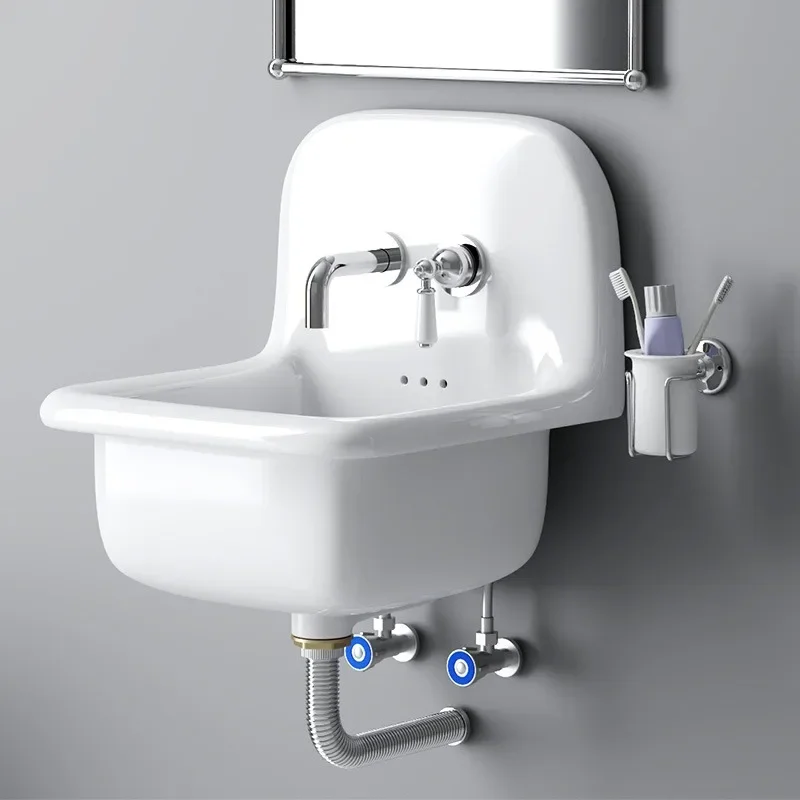 

Wall-Mounted Washbasin Embedded Faucet Integrated Small Bathroom Balcony Wash Basin Homestay Hotel