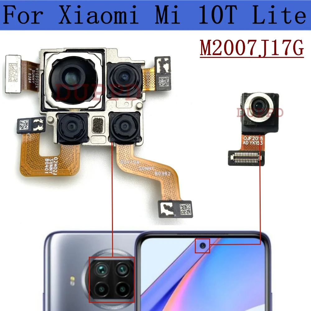 Front Rear Camera For Xiaomi Mi 10T Lite 5G M2007J17G Back Main Ultrawide Depth Macro Camera Module Spare Parts