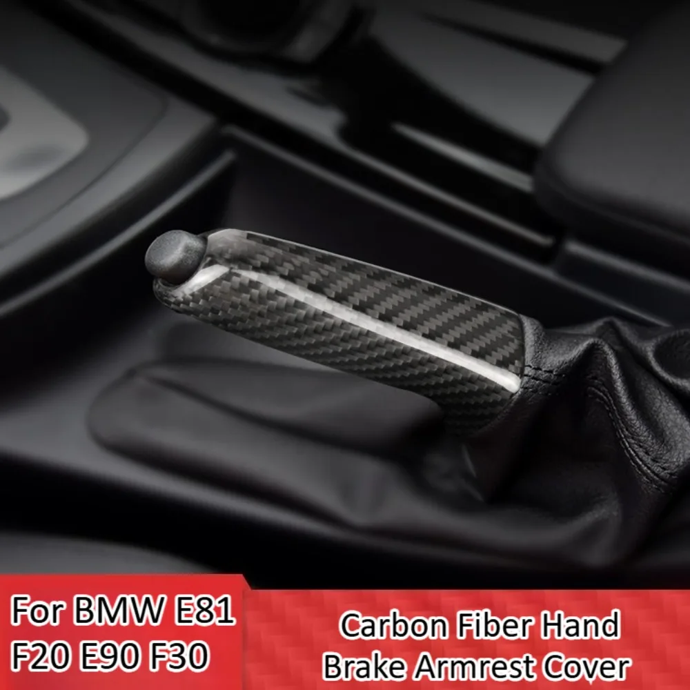 

For BMW E81 F20 E90 F30 Real Dry Carbon Fiber Hand Brake Armrest Cover Trim Panel Car Interior Styling Accessories Kit Set Panel