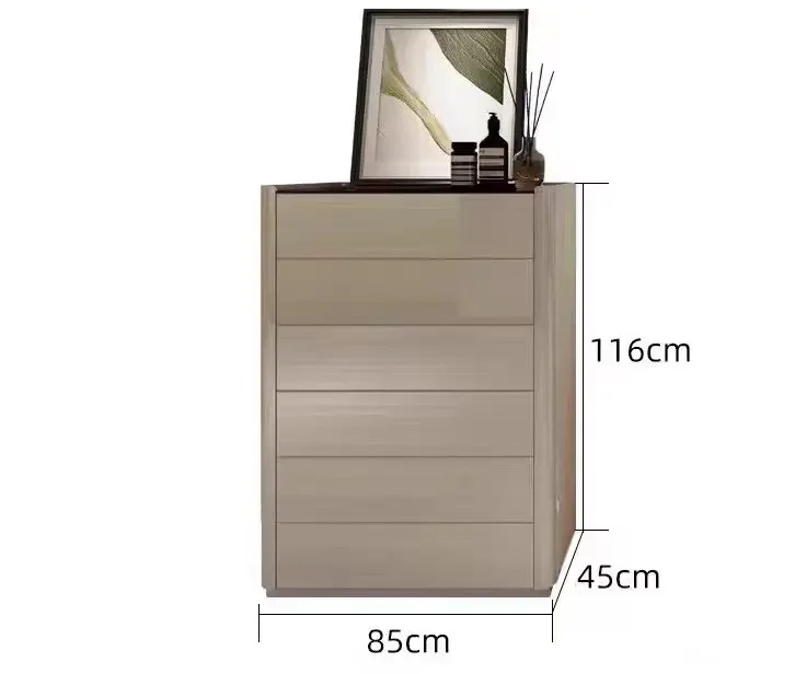 

Italian high-grade gray bedroom high and low combination jewelry cabinet, simple light luxury storage chest cabinet, high-end