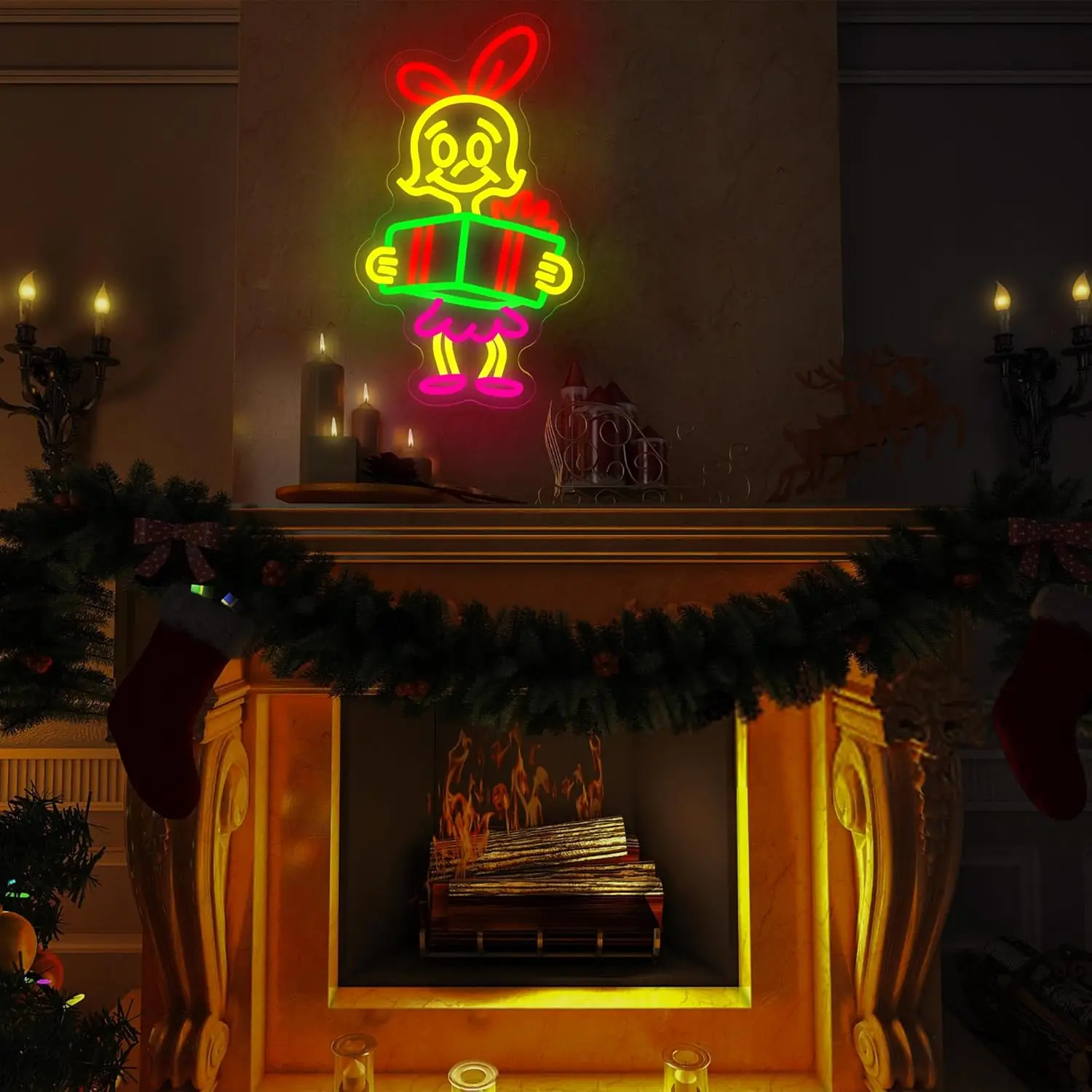 Insegna al neon natalizia da parete, luce al neon a LED dimmerabile per soggiorno, grotta d'uomo, negozio di abbigliamento, regalo di compleanno e pubblicità