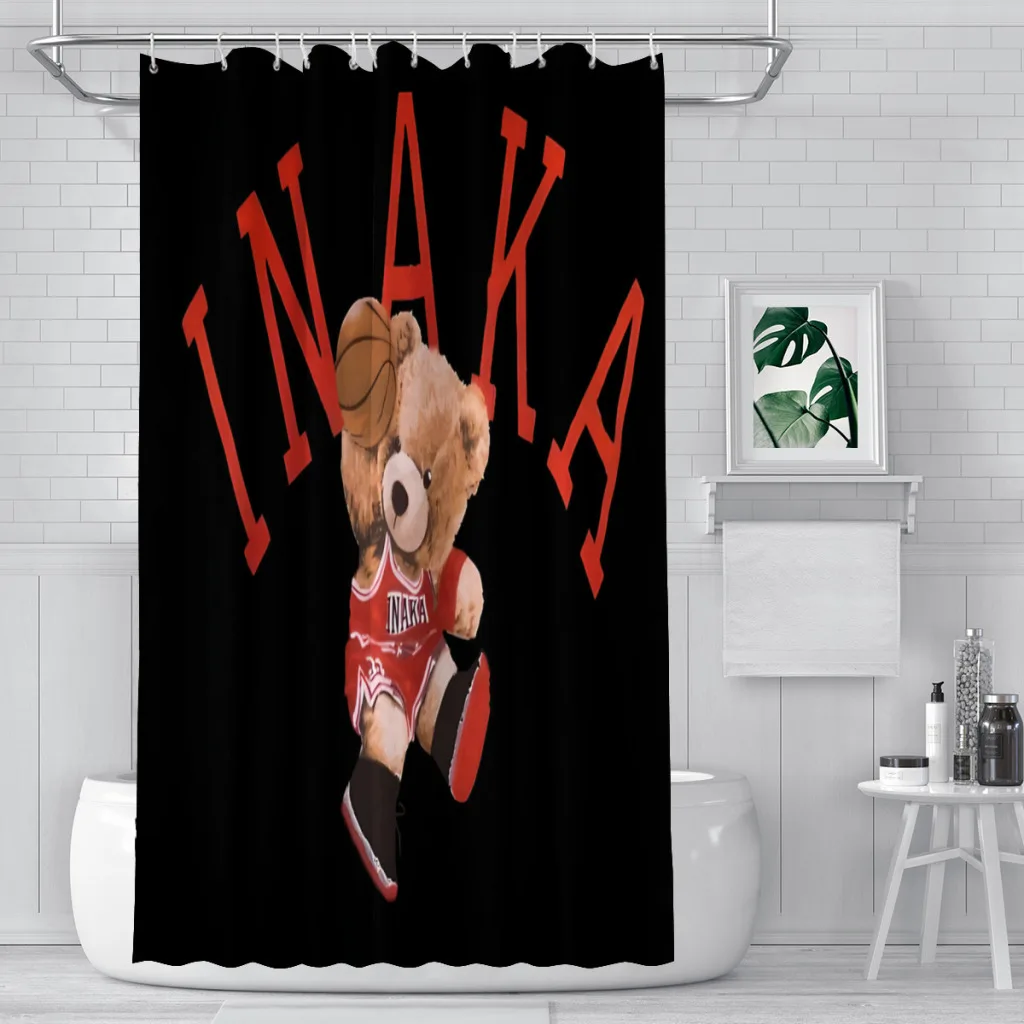 Inaka Bathroom Shower Curtains Teddy Bear Waterproof Partition Unique Home Decor Bathroom Accessories