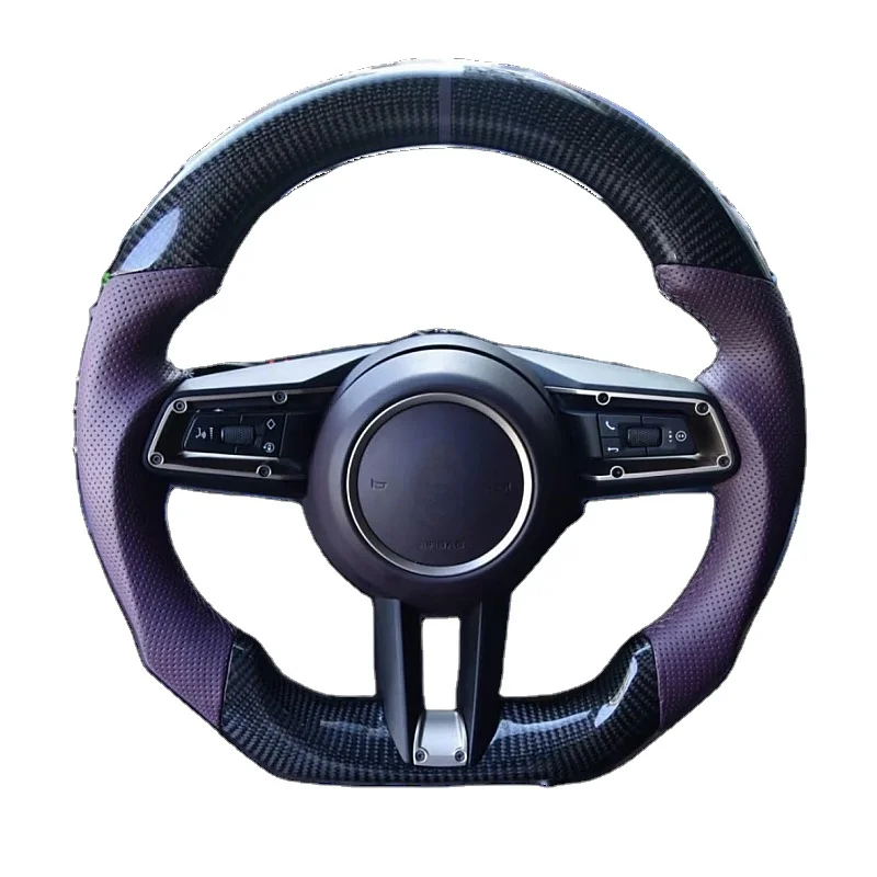 

New Custom LED Leather Steering Wheel for Porsche Genuine Carbon Fiber for Panamera Cayenne Macan 718 911 Interior Auto Part