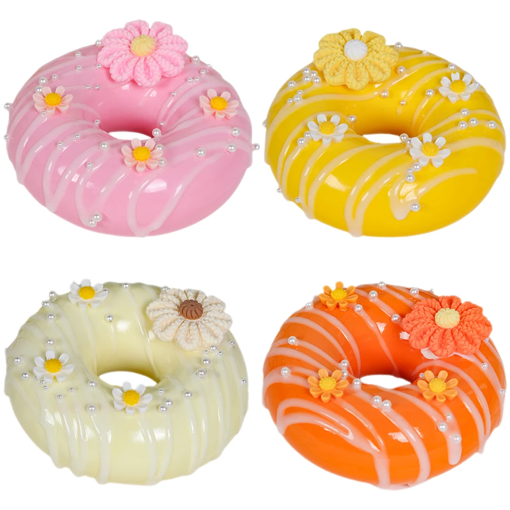 

4 Pcs Simulation Donut Decor Artificial Sweet Home Party Wedding Ornament PVC Material Realistic Design Teaching Tool