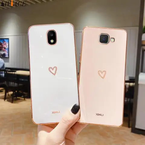 Luxury Plating Love Heart Phone Case On For Samsung Galaxy J2 J4 J5 J6 Plus J7 Prime Pro J330 J530 J730 2017 J5Prime J5Pro Cover
