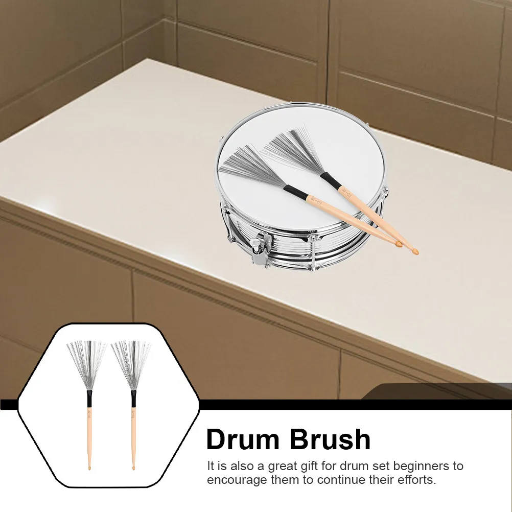 1Pair Special Drum Brush Carbon Steel Wire Drum Brush for Percussion Instruments Jazz Drumming Wood Handle Easy Carry Store