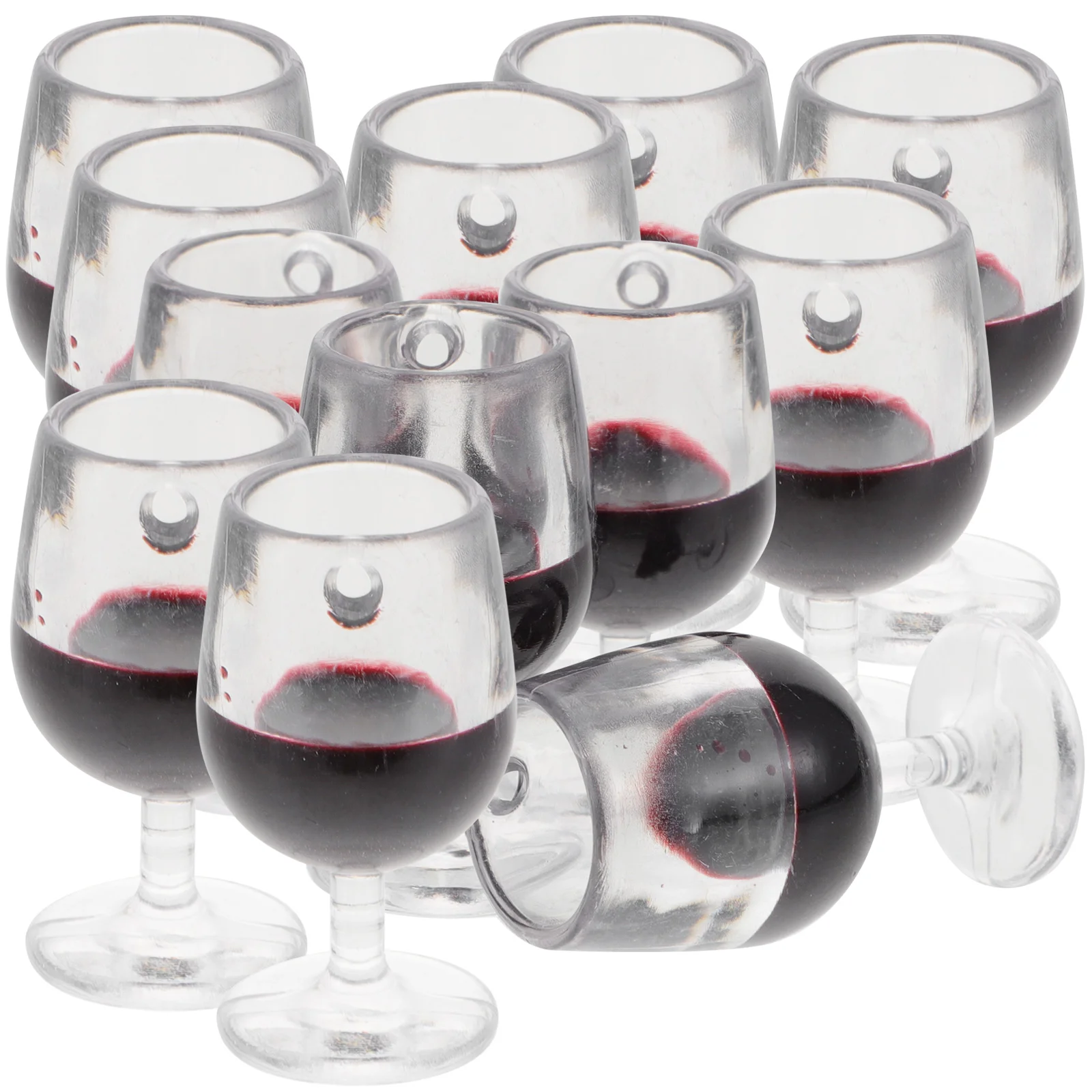 

12 Pcs Mini Glasses Dollhouse Accessories Realistic Red Color Lasting Non Fading Premium Material Miniature Goblet