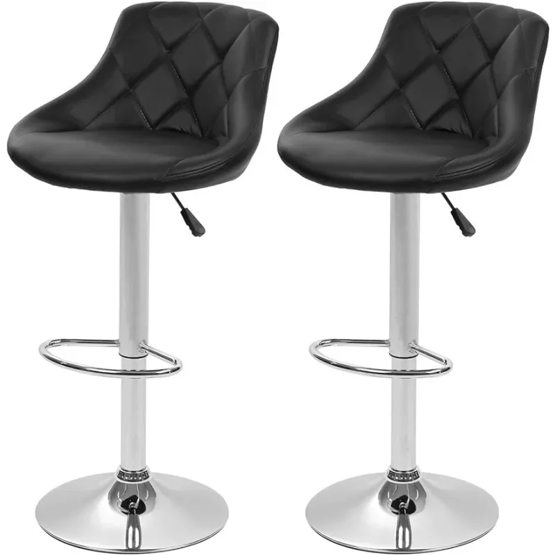 Bar Stools Set of 2 ，Barstools Swivel Stool Height Adjustable Bar Chairs with Back PU Leather Swivel Bar