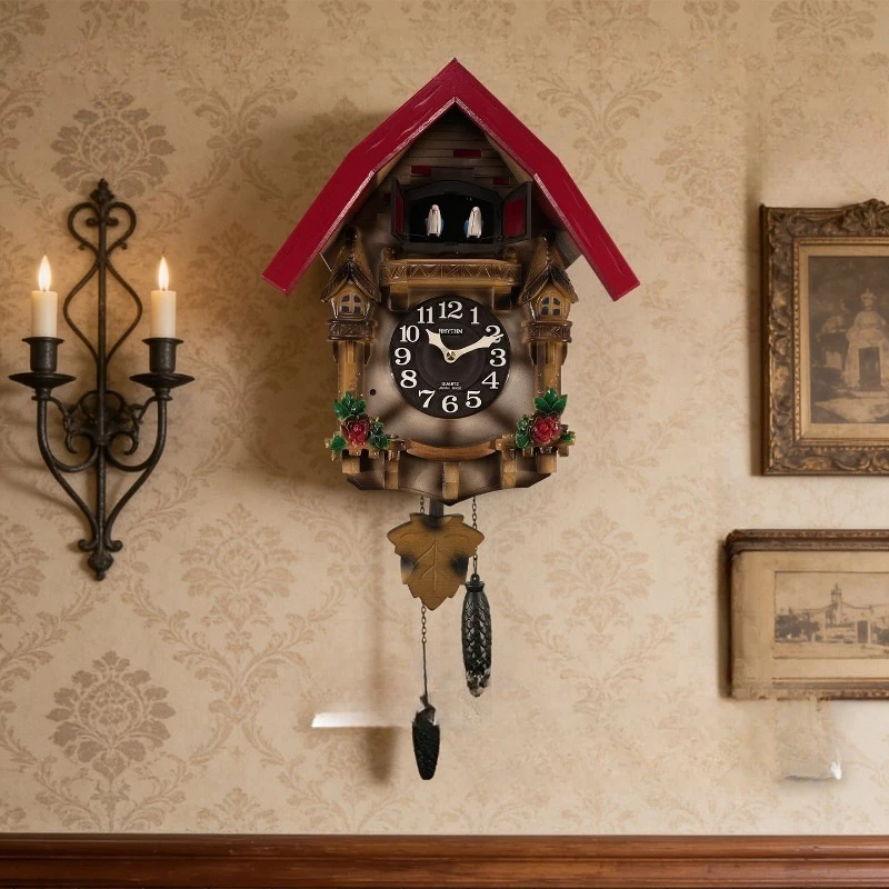 Living room household, wall clock, creative music time clock cuckoo wall watch wall hanging
