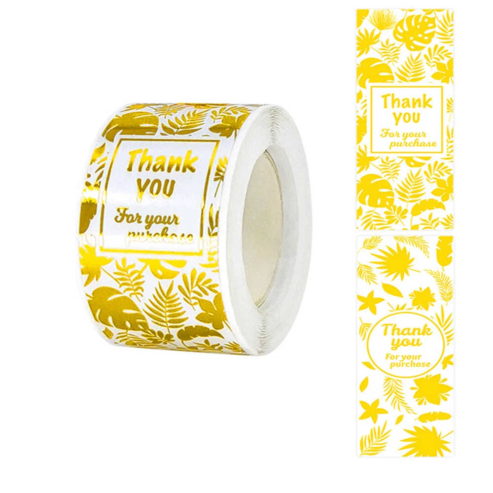 120pcs/roll Gold Foil Thank You Stickers for Baking Wedding Decor Birthday Party Gift Sealing Sticker