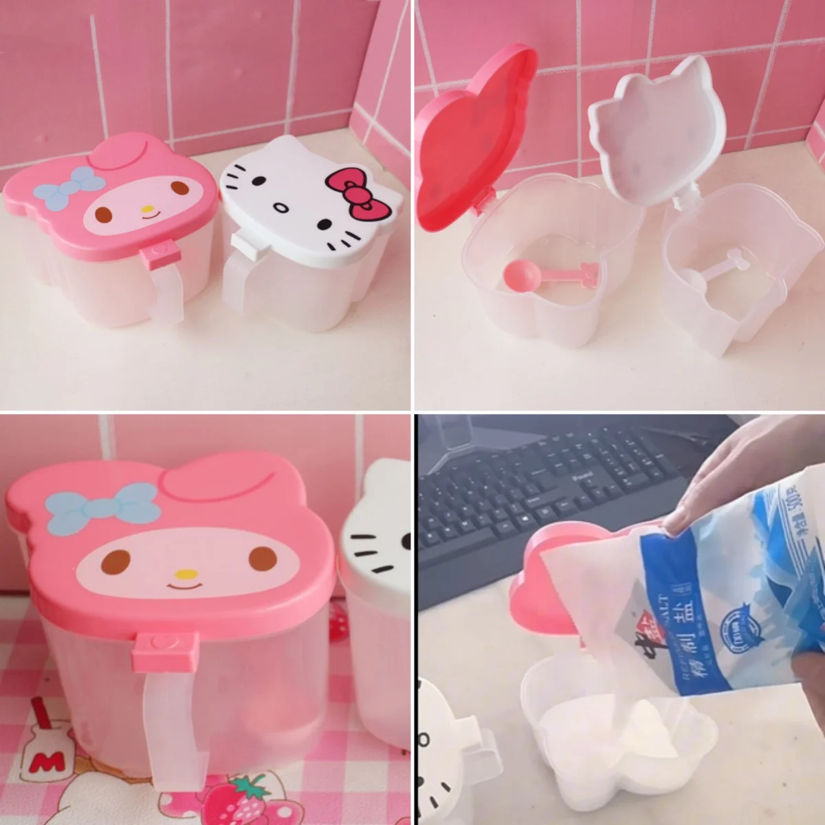 

Sanrio Hello Kitty Cute Kitchen Seasoning Box Plastic Cartoon Seasoning Storage Box Chili Salt Pepper Creative Seasoning Tools