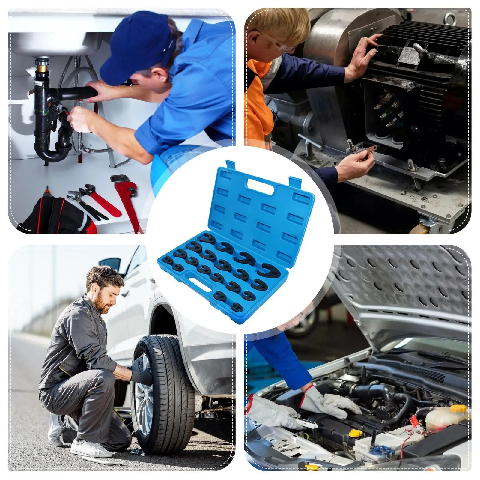 Crowfoot Wrench Multi-Purpose Metric Heavy Duty Spanner 19-Piece 8-32mm Nuts Line Wrench For Automotive Truck Vehicle Brake AC