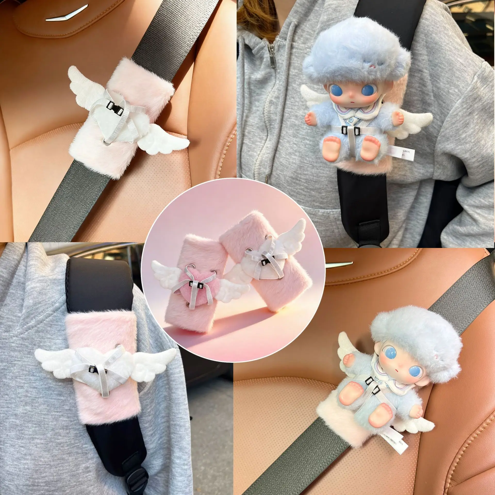 새로운 1PCS 자동차 만화 부드러운 안전벨트 커버 자동차 안전벨트 커버 플러시 안전벨트 어깨 보호 자동차 인테리어 액세서리