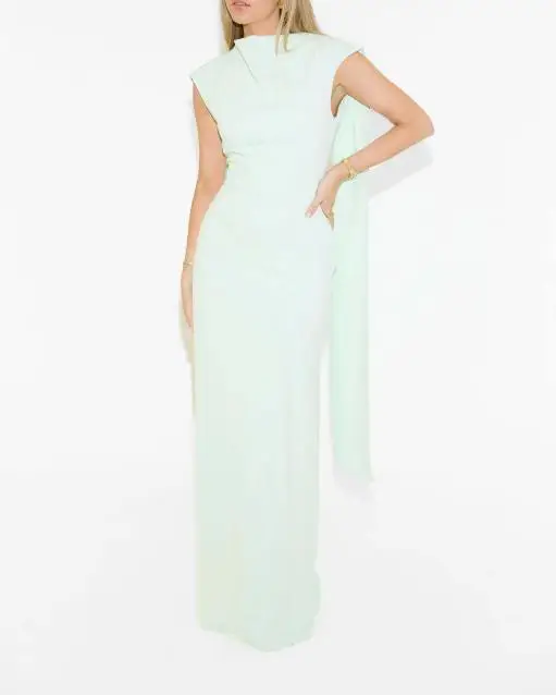 Womens Dresses 2025 Summer New Solid Color Slant Collar Off Shoulder Insertion Sleeve Sexy Backless Temperament Long Dress