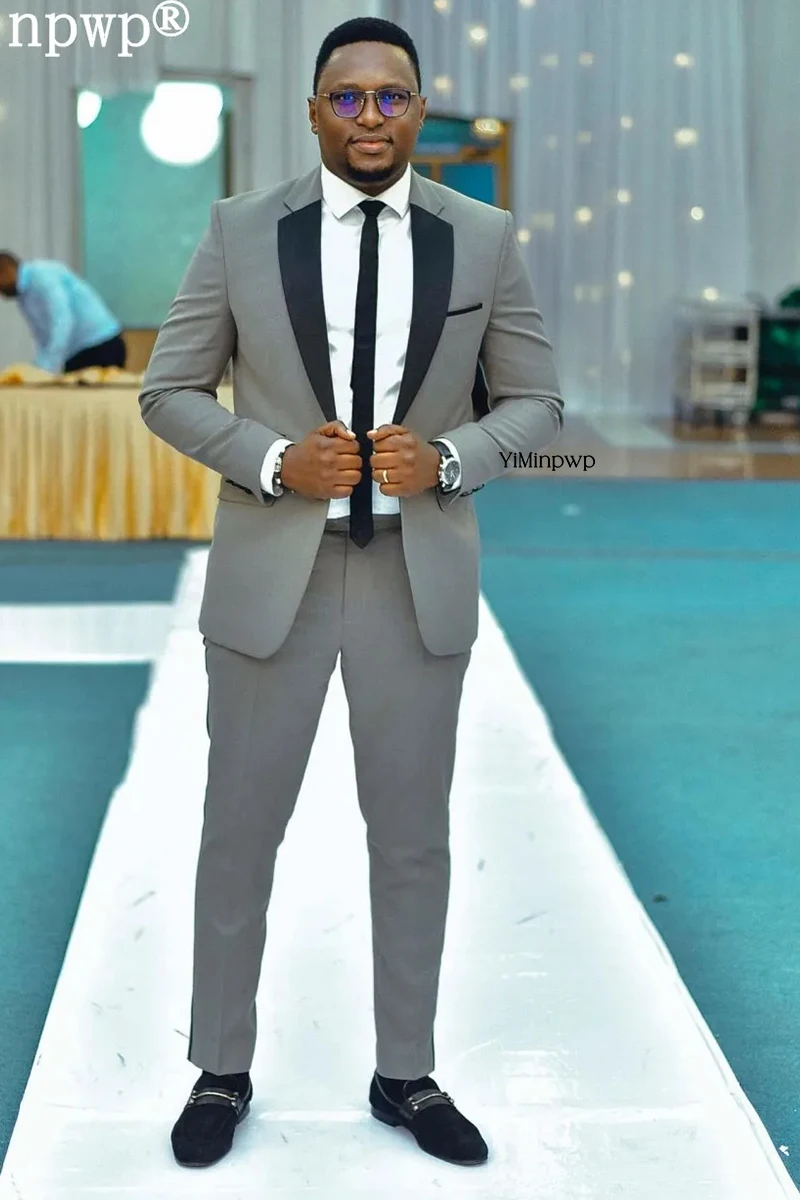 YiMinpwp رائجة البيع الرجال البدلة شال التلبيب 2 قطعة أفضل رجل مصمم بدل زفاف الكلاسيكية مكتب العريس بدلة الزفاف الفاخرة حسب الطلب #2