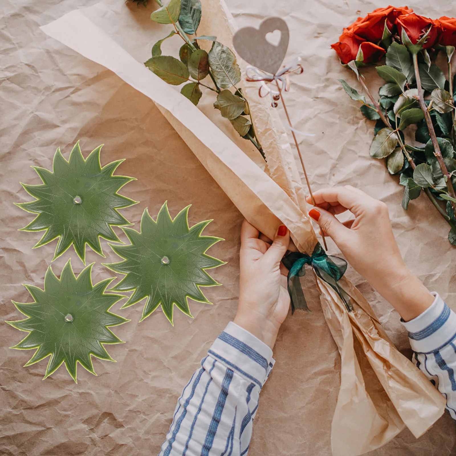 

50pcs Artificial Flower Calyxes Plastic Fake Sepals For Diy Crafts Green Flower Making Supplies Receptacles Diy